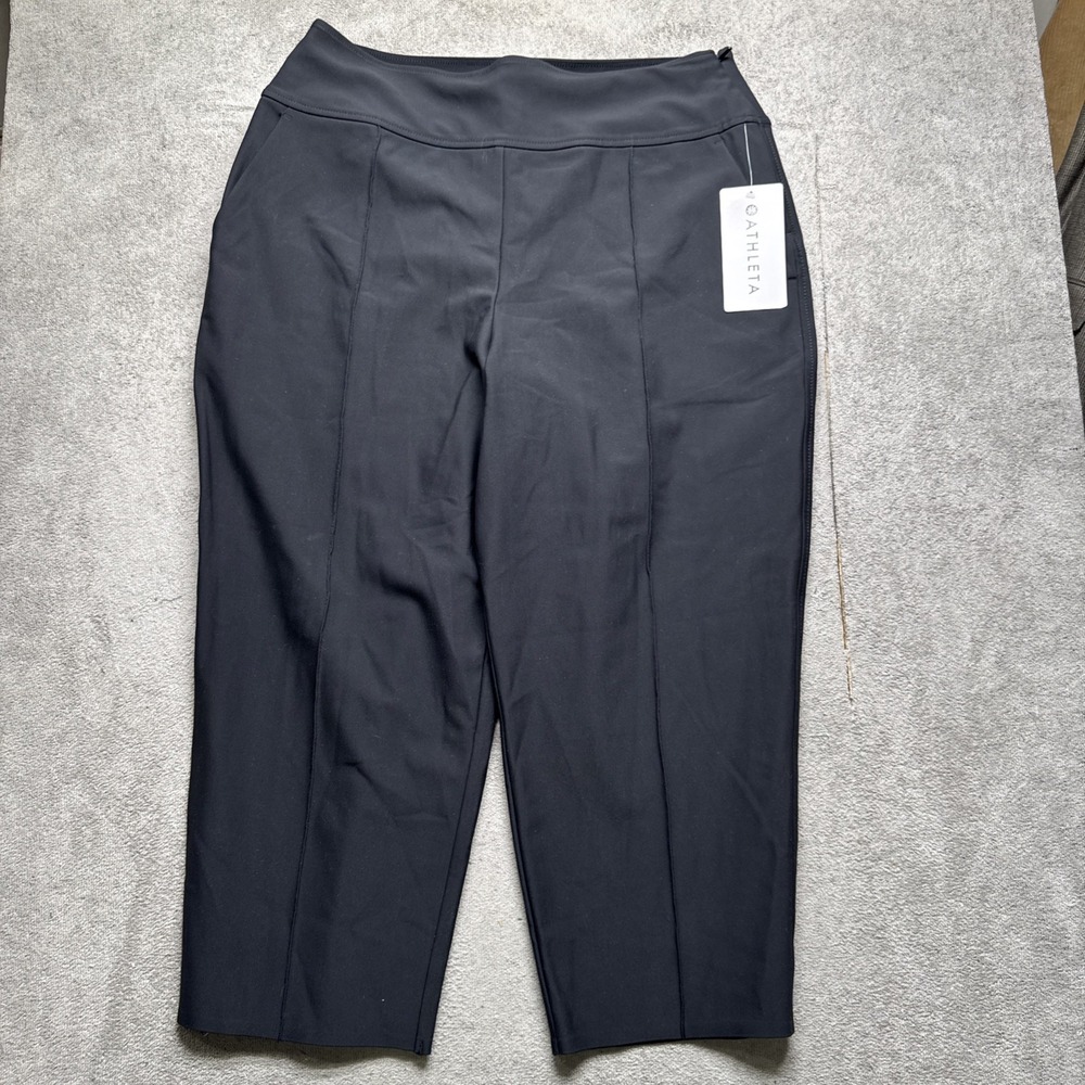 Athleta Wide Leg Crop Pants Black Stretch Pull On‎ Activewear 14 Stellar Lounge